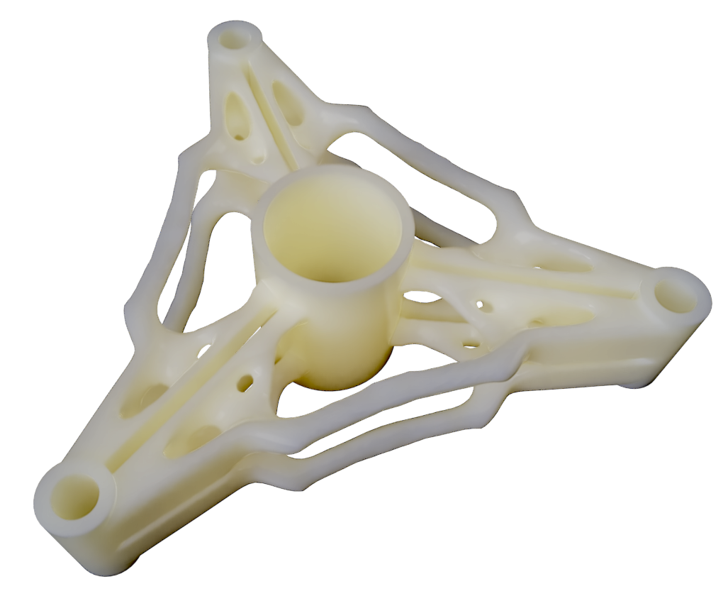 Topology optimized spindle rendered in ABS
